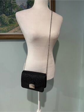 Brighton Black Laser-Cut Crossbody with Two interchangeable Straps